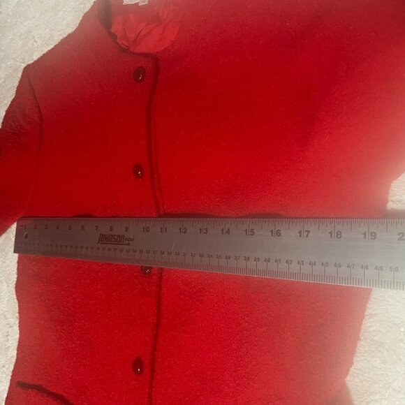 Vintage Schrader Sport Womens Wool Mock Neck Button Cardigan Sweater Size 12 Red - Picture 7 of 8